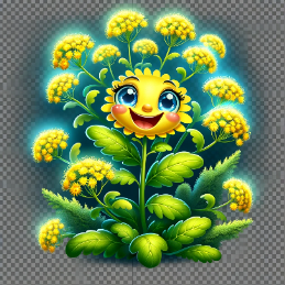 C:\Users\Наталочка\Desktop\DALL·E 2024-03-19 18.56.15 - Create an enchanting and whimsical icon of a happy Rue plant (Рута) with a smile and surprised eyes, capturing the essence of a fairy tale. The Rue sh.png